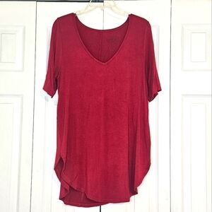 Women's Red V-Neck Top
